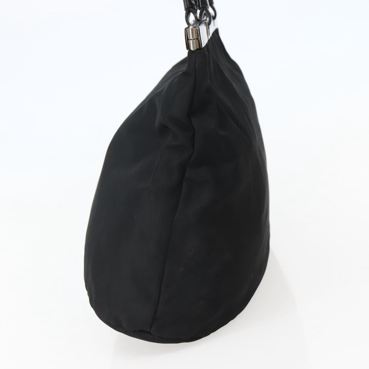 PRADA Tote Bag Nylon Black Silver Auth 143273