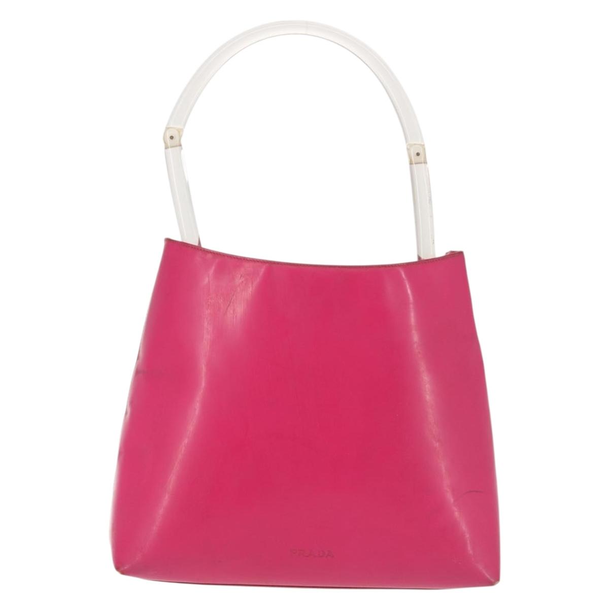 PRADA Shoulder Bag Leather Pink Clear Auth 143274