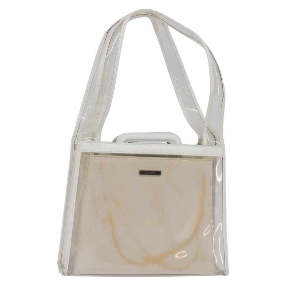 GUCCI Tote Bag Vinyl Clear Silver 001 2122 1773 Auth 143275