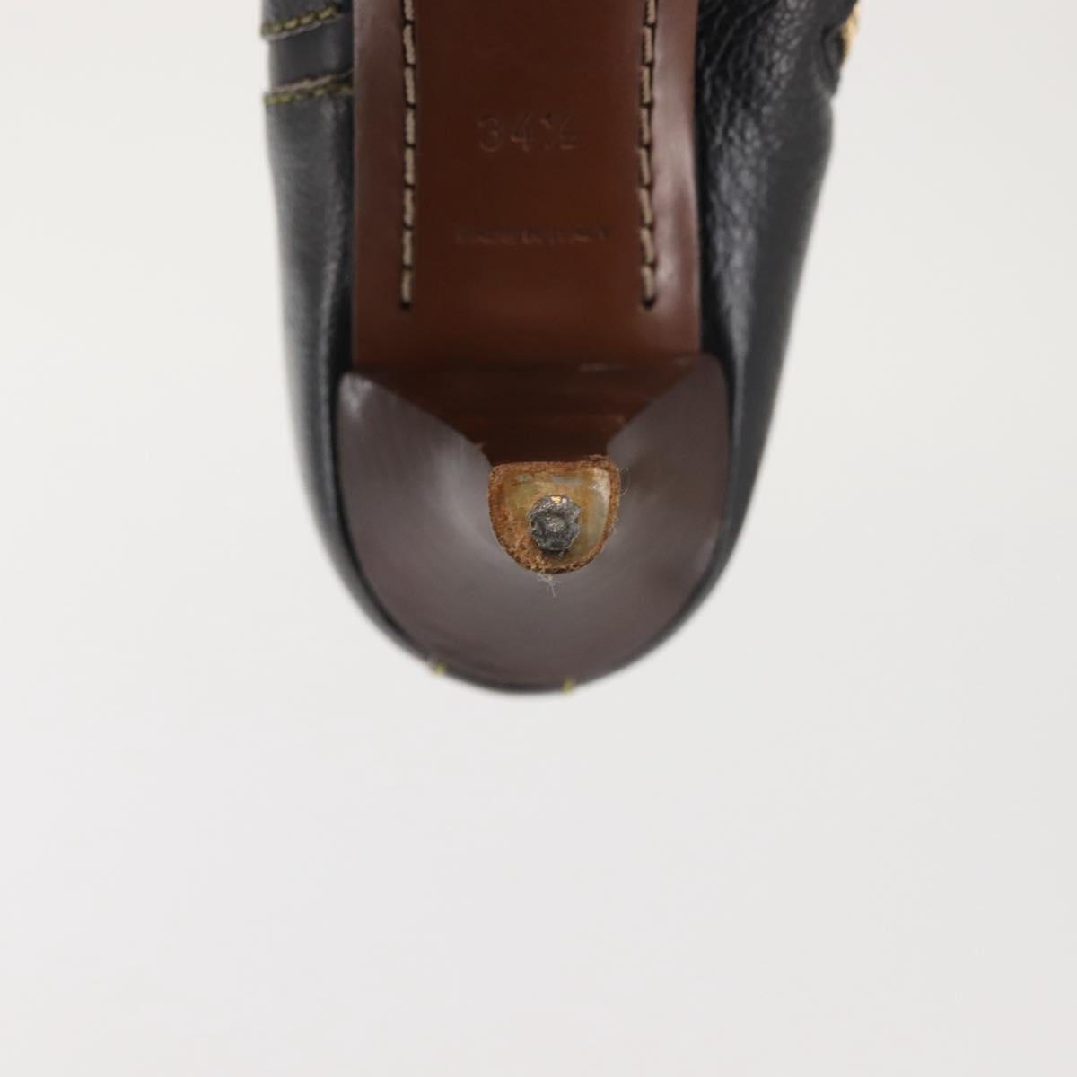 LOUIS VUITTON Short Boots Suhari Leather 34 1/2 Black Gold LV Auth 143282