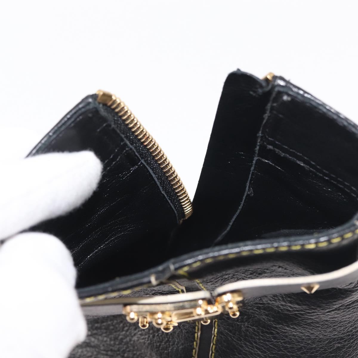LOUIS VUITTON Short Boots Suhari Leather 34 1/2 Black Gold LV Auth 143282