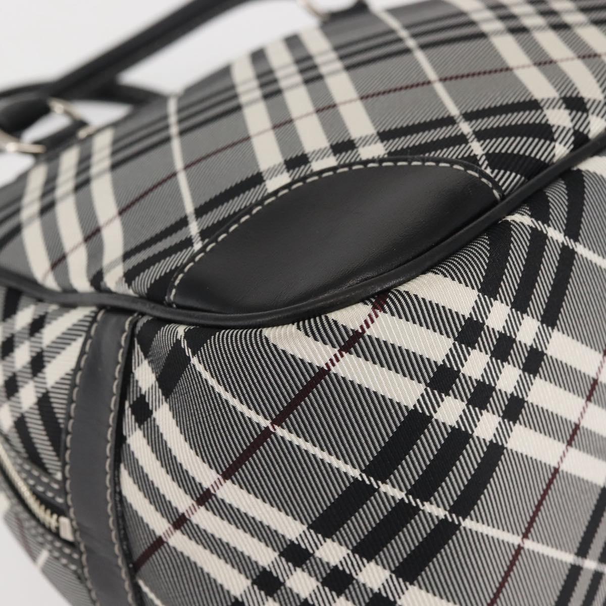 BURBERRY Nova Check Hand Bag Nylon Black Silver Auth 143283