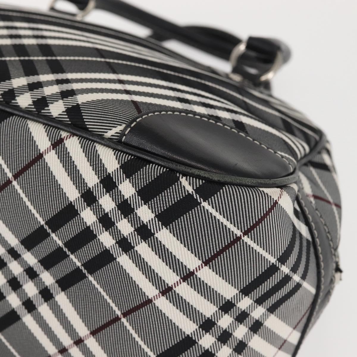 BURBERRY Nova Check Hand Bag Nylon Black Silver Auth 143283