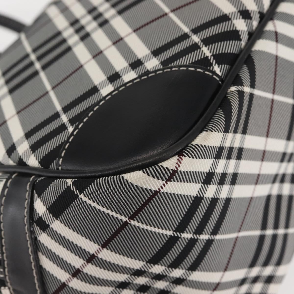 BURBERRY Nova Check Hand Bag Nylon Black Silver Auth 143283