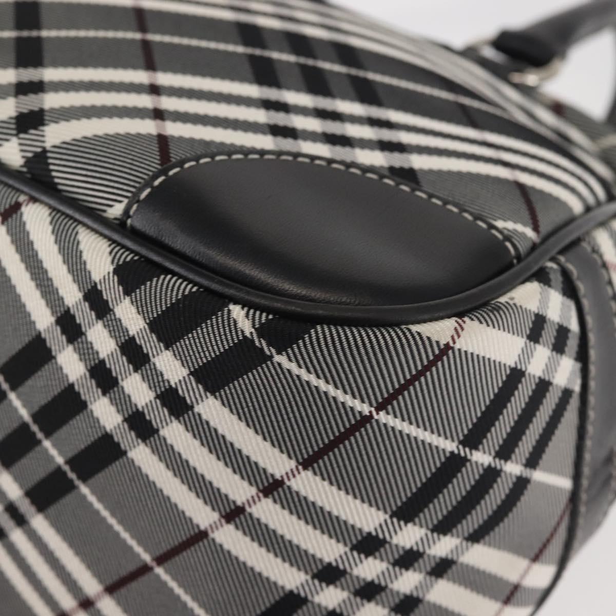 BURBERRY Nova Check Hand Bag Nylon Black Silver Auth 143283