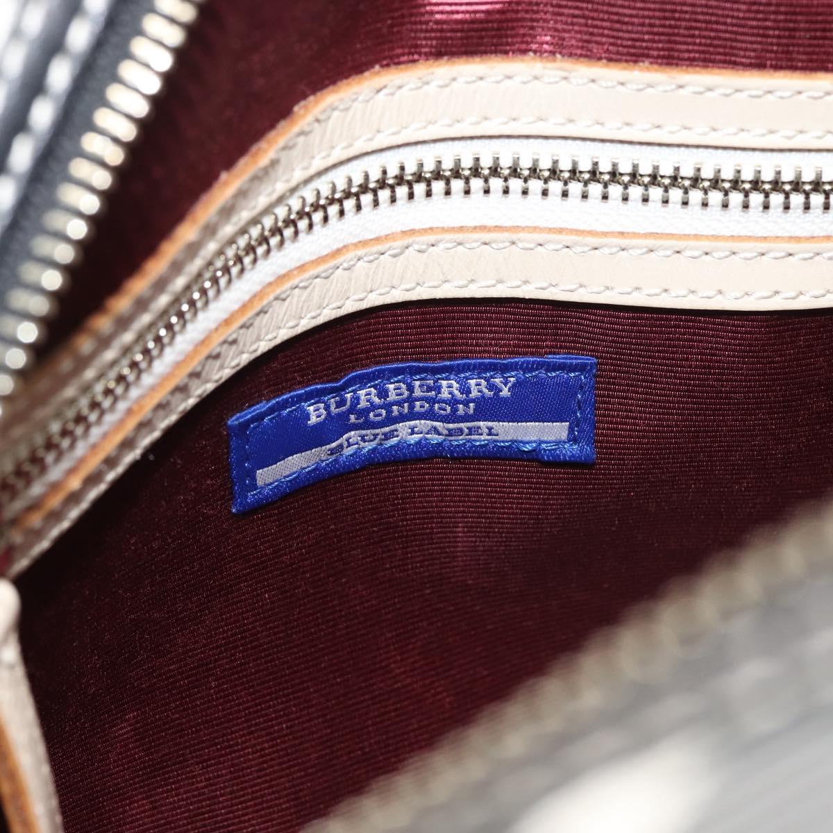 BURBERRY Nova Check Hand Bag Nylon Black Silver Auth 143283