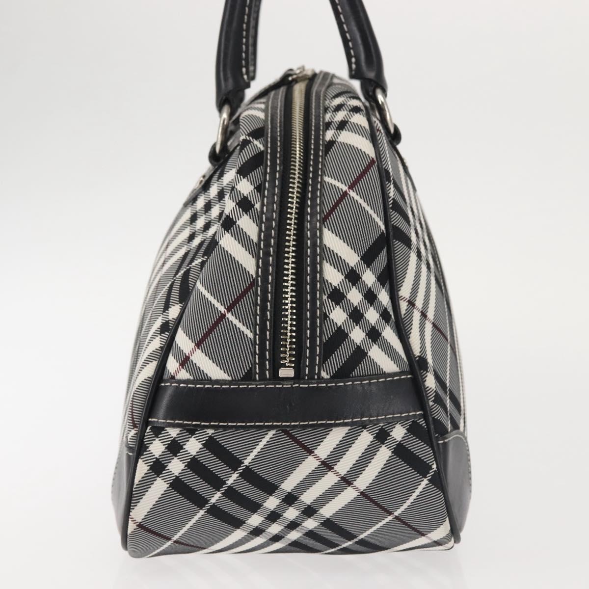 BURBERRY Nova Check Hand Bag Nylon Black Silver Auth 143283