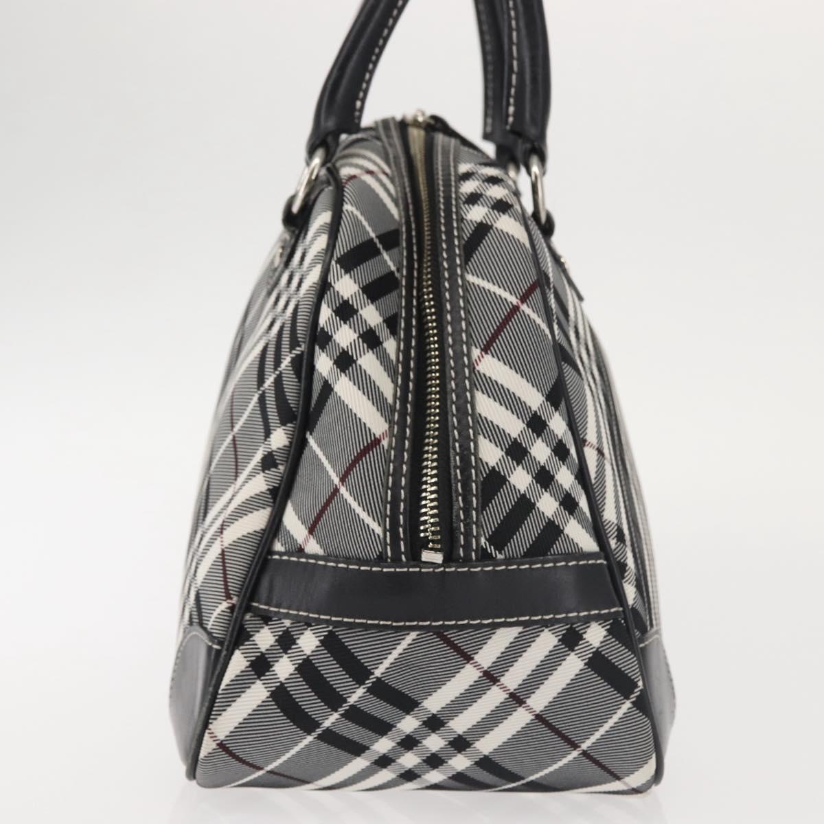 BURBERRY Nova Check Hand Bag Nylon Black Silver Auth 143283