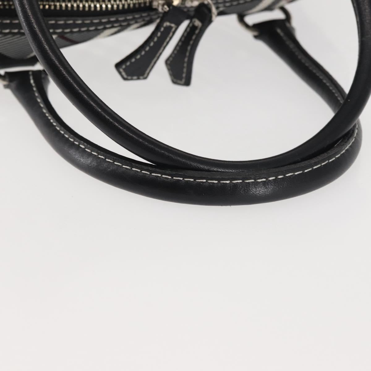 BURBERRY Nova Check Hand Bag Nylon Black Silver Auth 143283