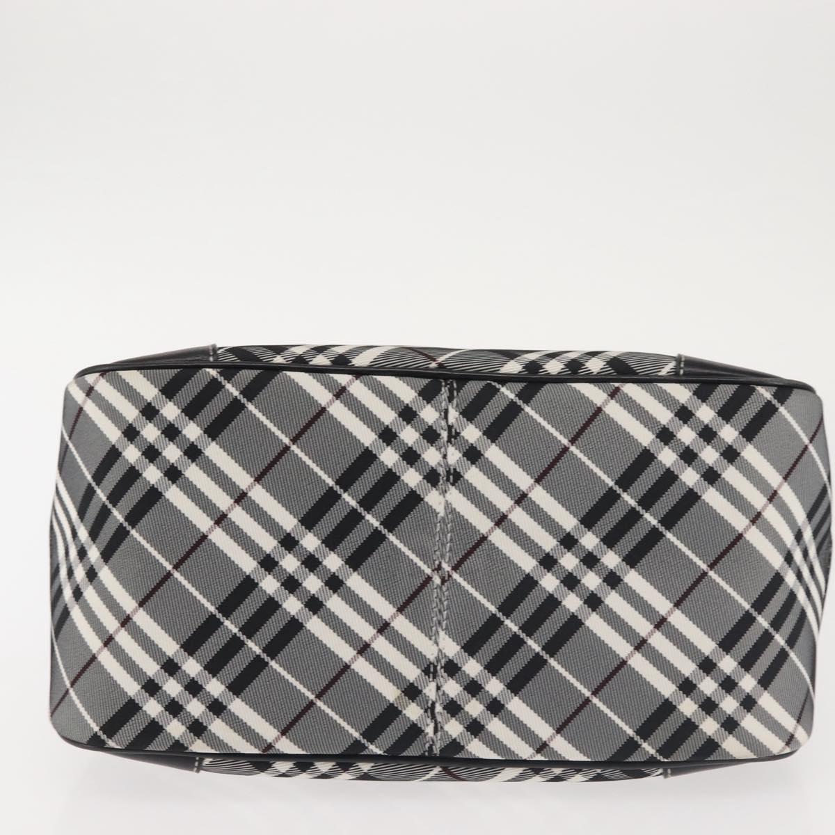 BURBERRY Nova Check Hand Bag Nylon Black Silver Auth 143283