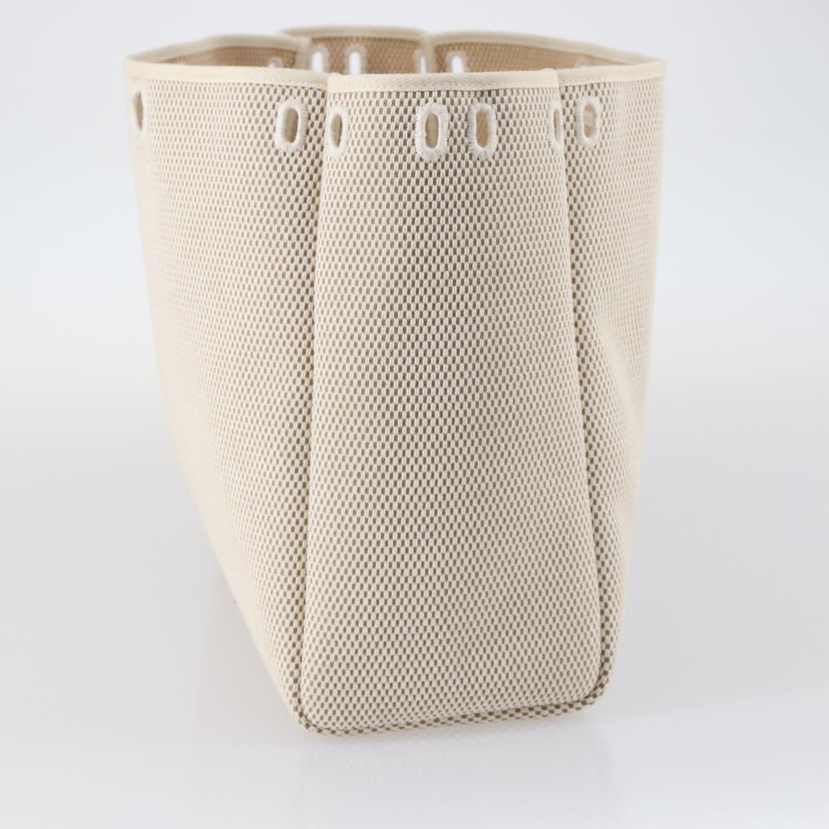 HERMES Her Bag Cabus GM Tote Bag Canvas Leather Beige Auth 143299