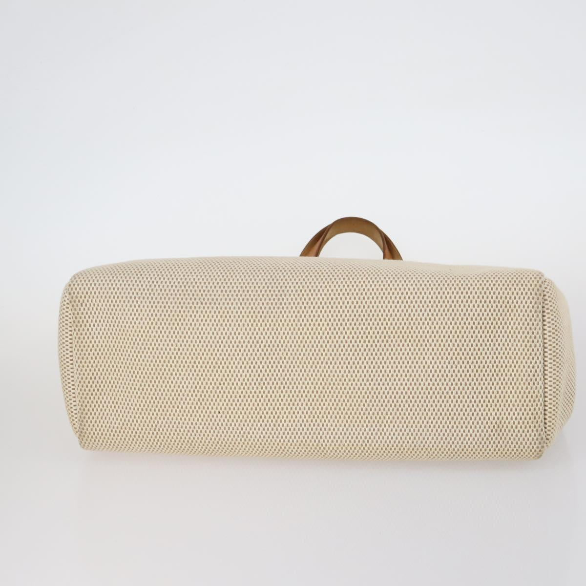 HERMES Her Bag Cabus GM Tote Bag Canvas Leather Beige Auth 143299
