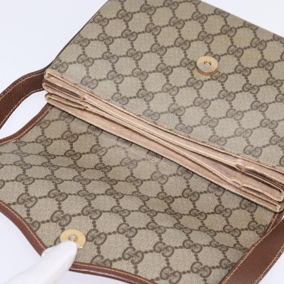 GUCCI GG Supreme Web Sherry Line Bag PVC Beige Gold 001 113 6862 Auth 143301