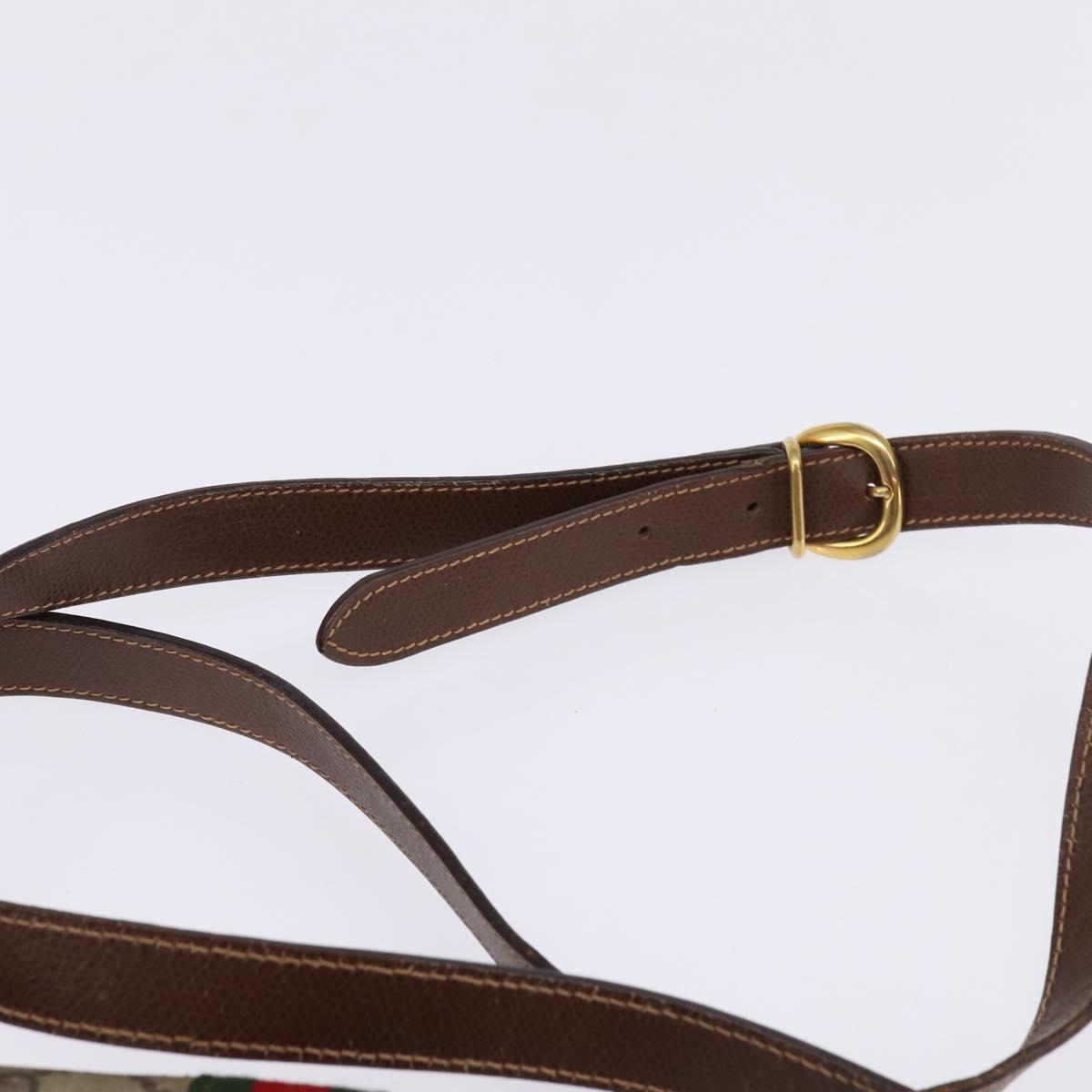 GUCCI GG Supreme Web Sherry Line Bag PVC Beige Gold 001 113 6862 Auth 143301