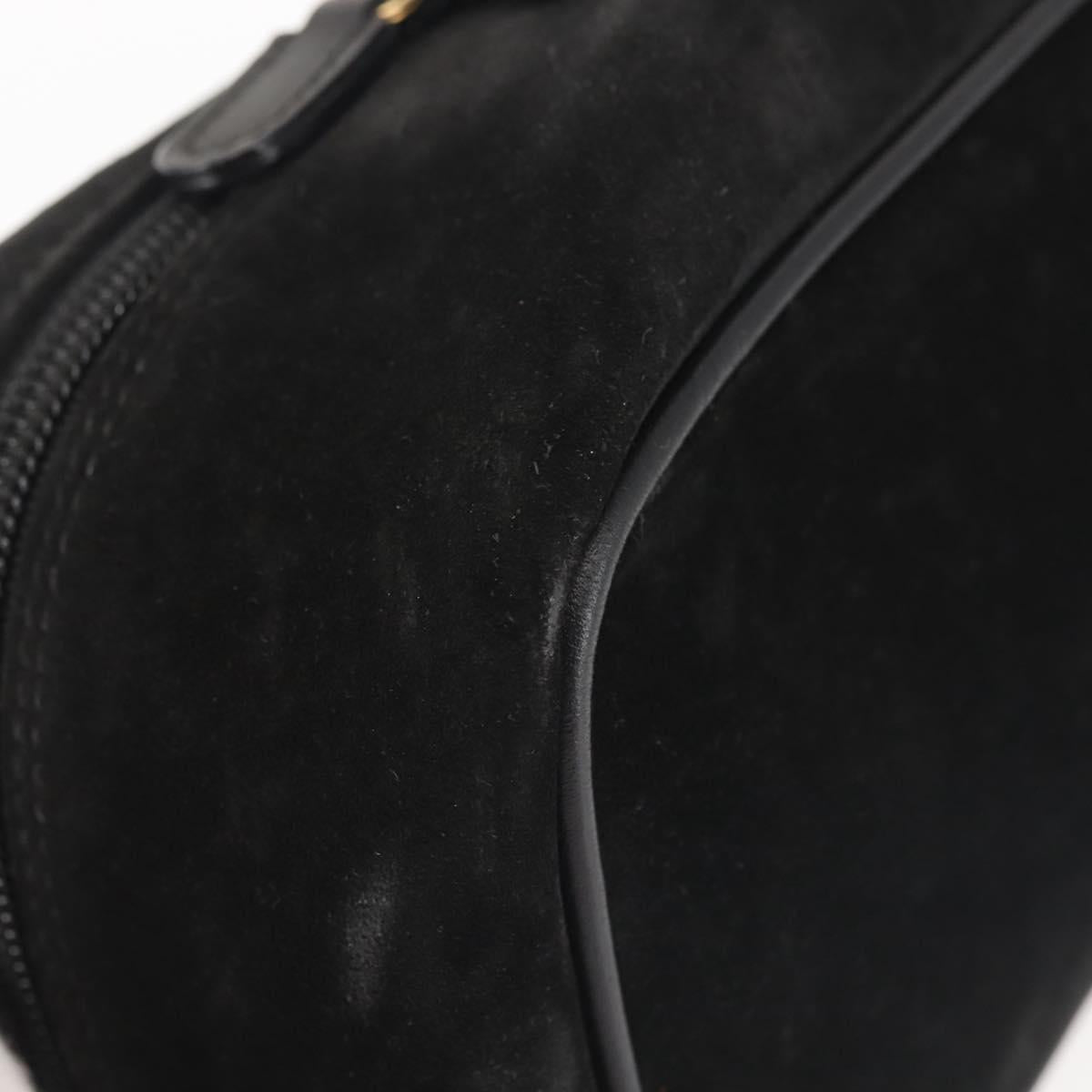 GUCCI Vanity Pouch Suede Black Gold 032 1705 0141 Auth 143303