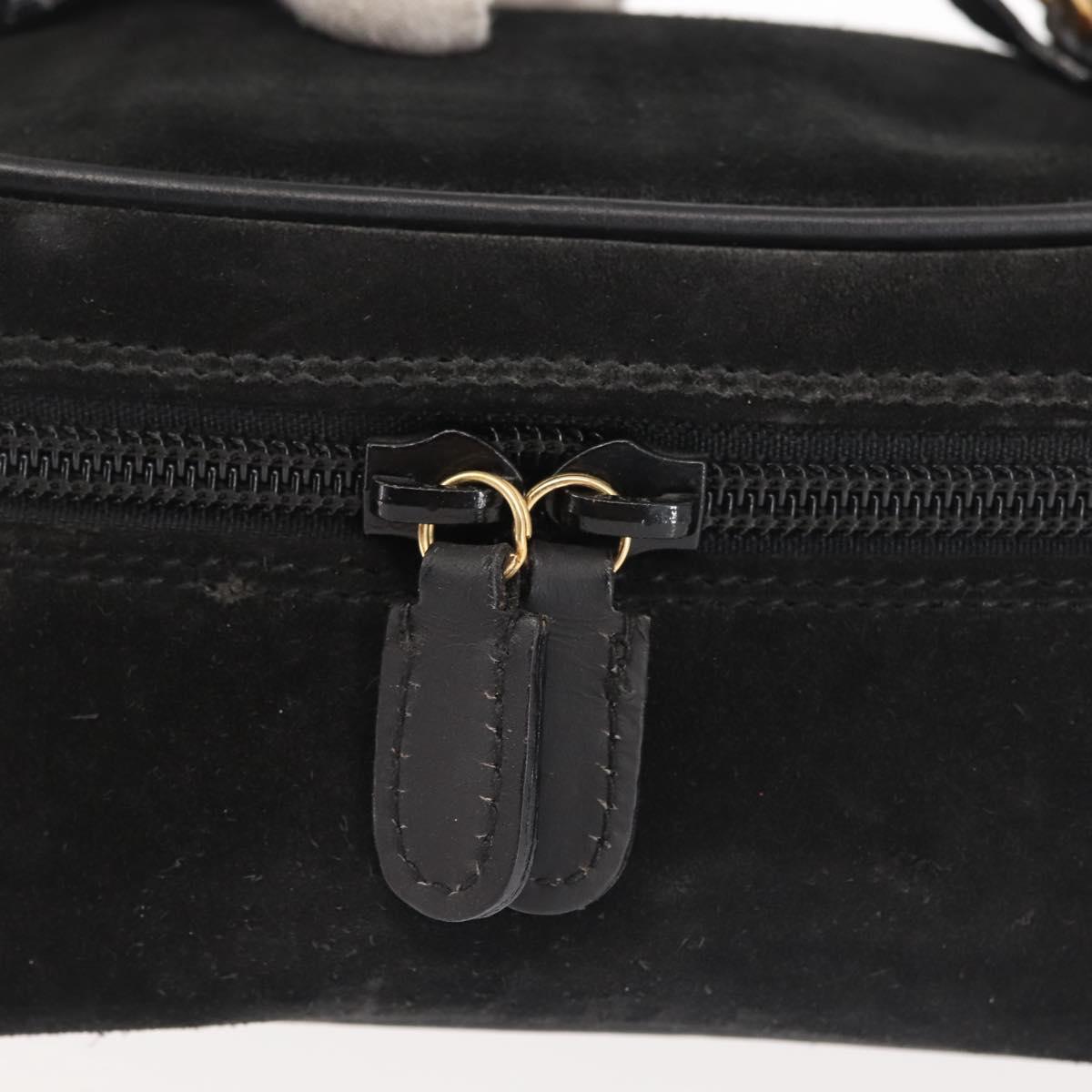 GUCCI Vanity Pouch Suede Black Gold 032 1705 0141 Auth 143303