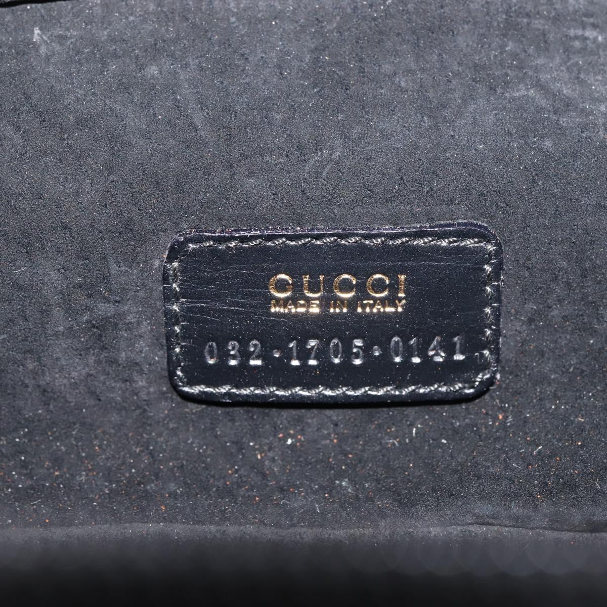GUCCI Vanity Pouch Suede Black Gold 032 1705 0141 Auth 143303