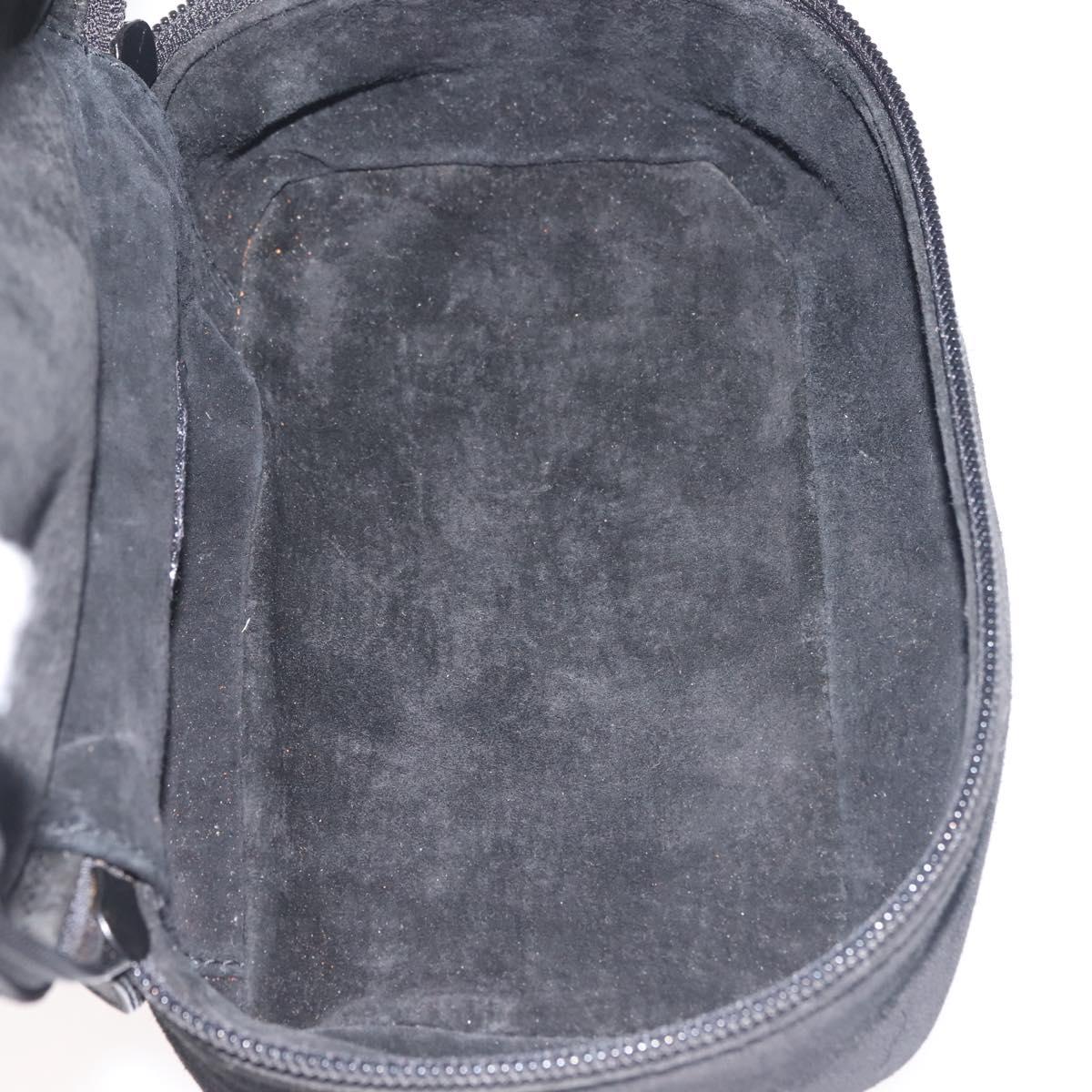 GUCCI Vanity Pouch Suede Black Gold 032 1705 0141 Auth 143303