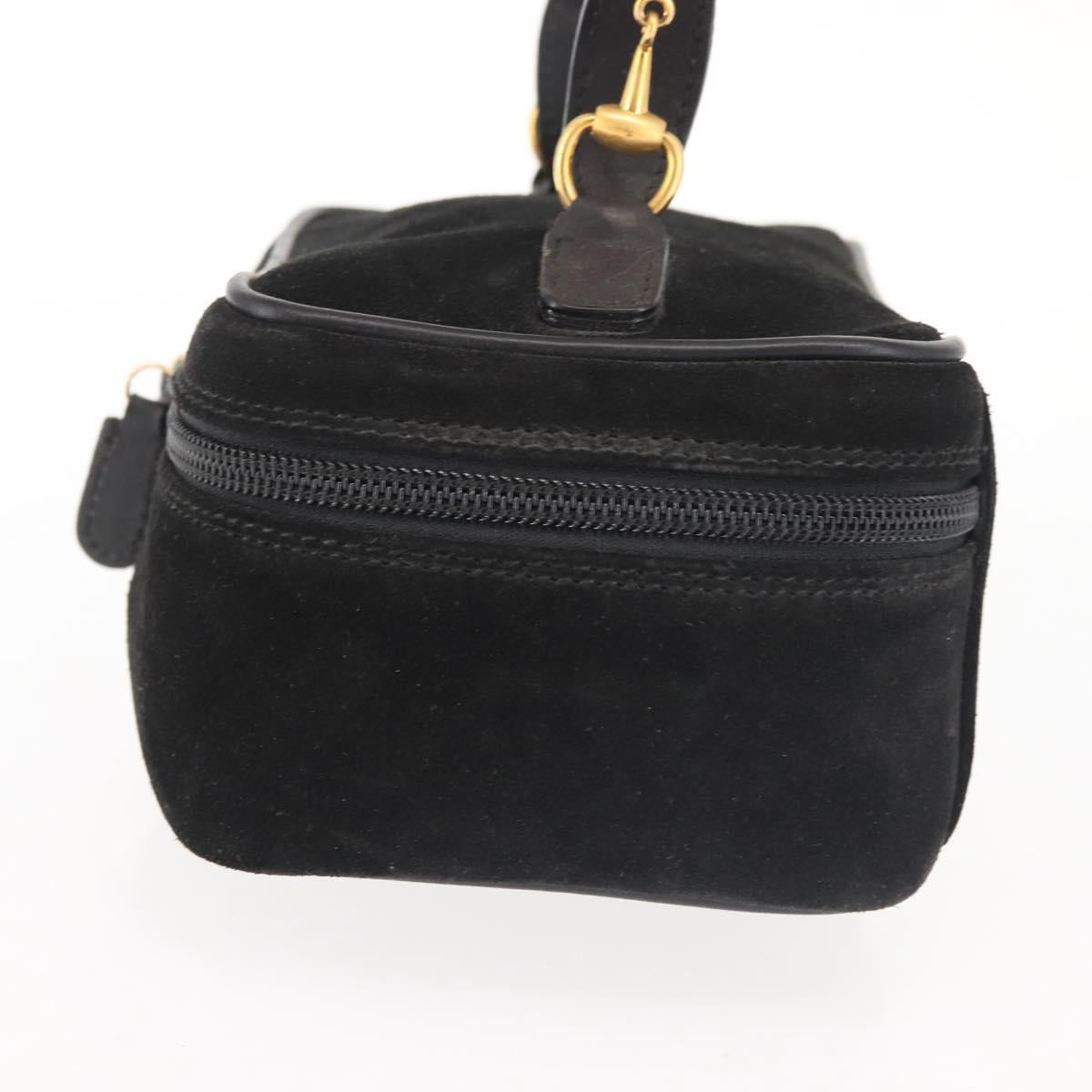 GUCCI Vanity Pouch Suede Black Gold 032 1705 0141 Auth 143303