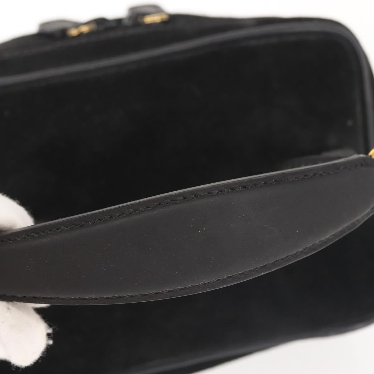 GUCCI Vanity Pouch Suede Black Gold 032 1705 0141 Auth 143303