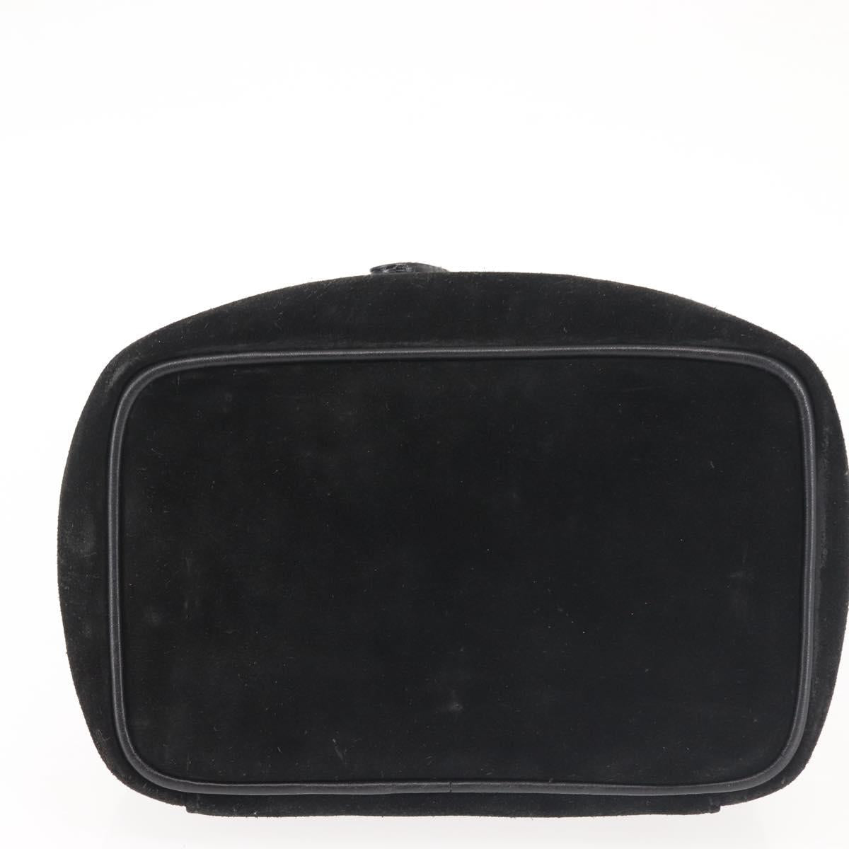 GUCCI Vanity Pouch Suede Black Gold 032 1705 0141 Auth 143303