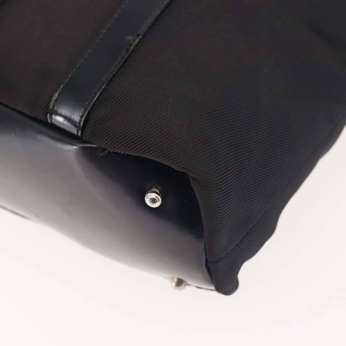 GUCCI Bamboo Hand Bag Nylon Black Silver 000 1998 0508 Auth 143305