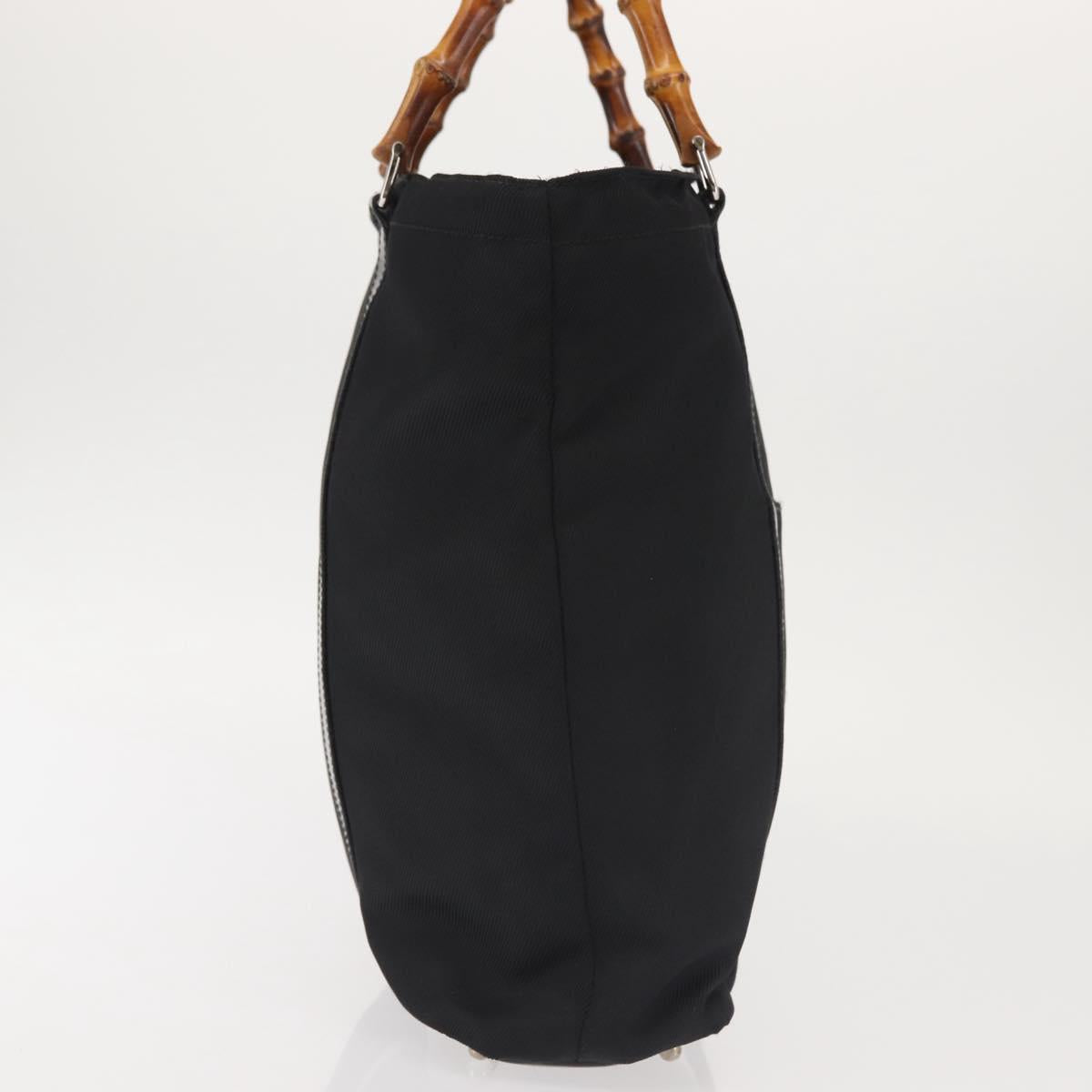 GUCCI Bamboo Hand Bag Nylon Black Silver 000 1998 0508 Auth 143305