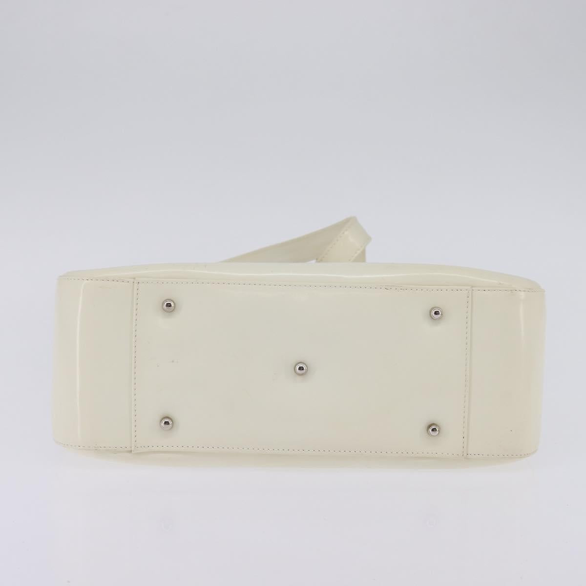 GUCCI Hand Bag Enamel 2way White Silver 001 1013 0504 Auth 143307