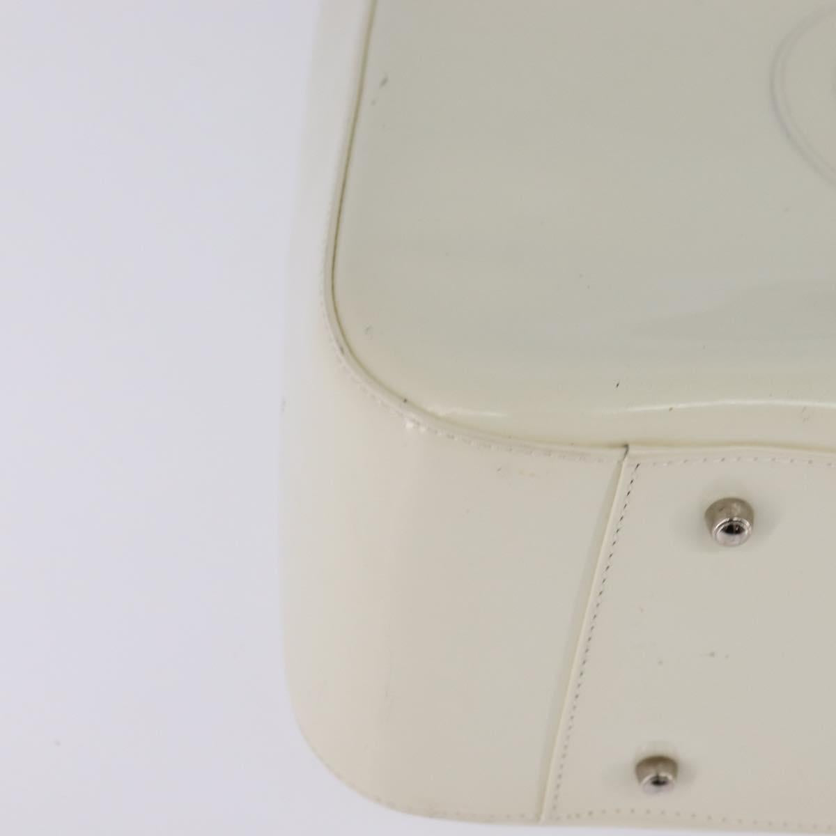 GUCCI Hand Bag Enamel 2way White Silver 001 1013 0504 Auth 143307