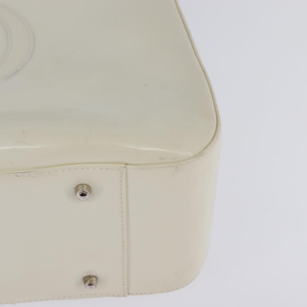 GUCCI Hand Bag Enamel 2way White Silver 001 1013 0504 Auth 143307