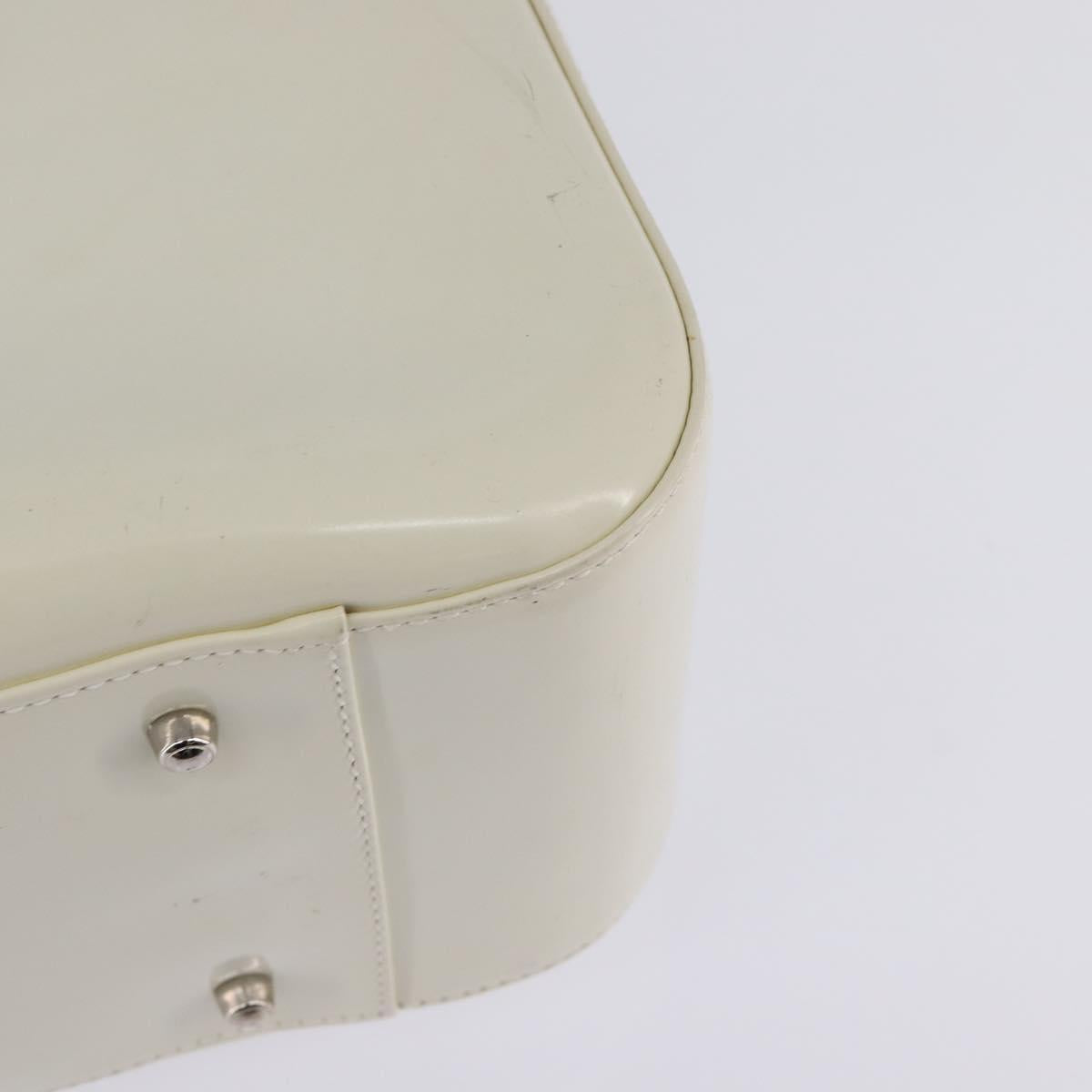 GUCCI Hand Bag Enamel 2way White Silver 001 1013 0504 Auth 143307