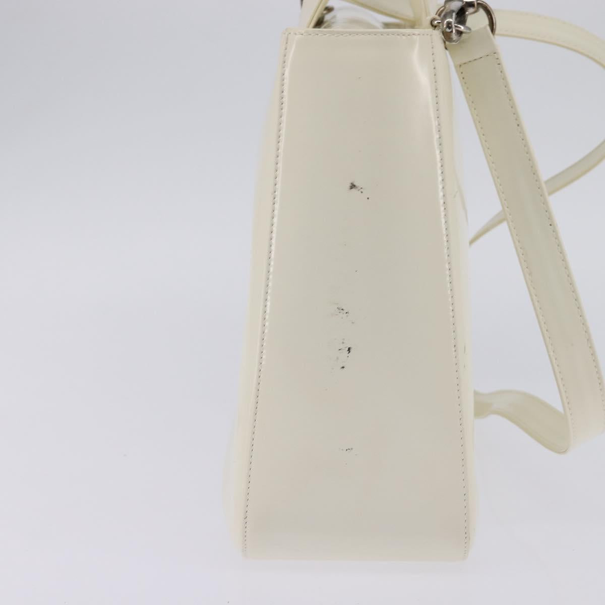 GUCCI Hand Bag Enamel 2way White Silver 001 1013 0504 Auth 143307