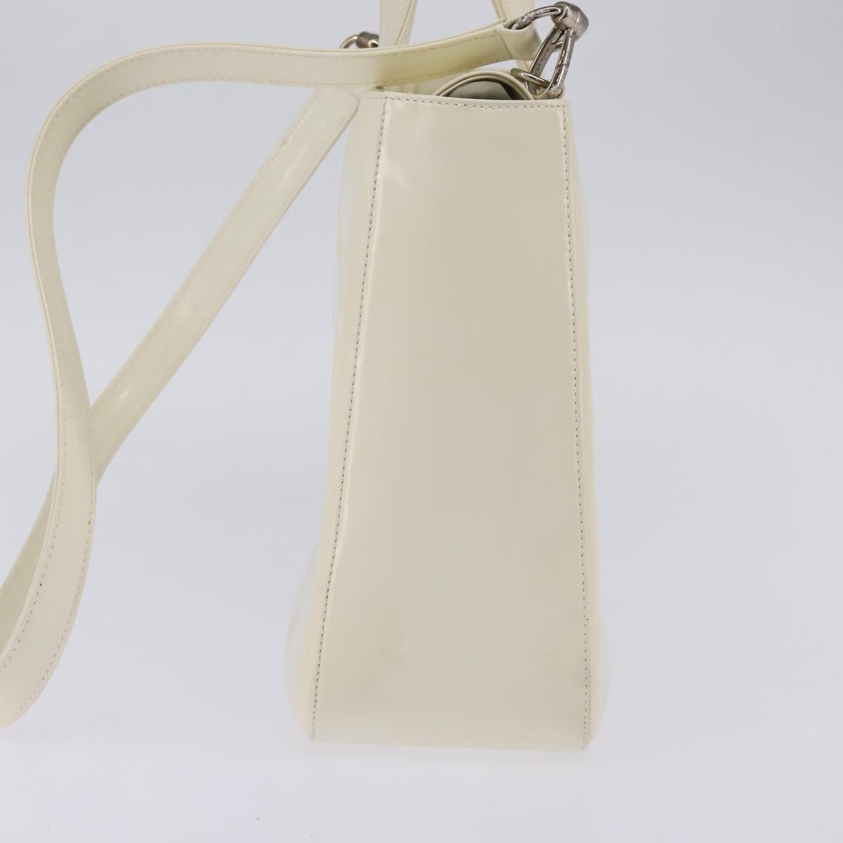 GUCCI Hand Bag Enamel 2way White Silver 001 1013 0504 Auth 143307