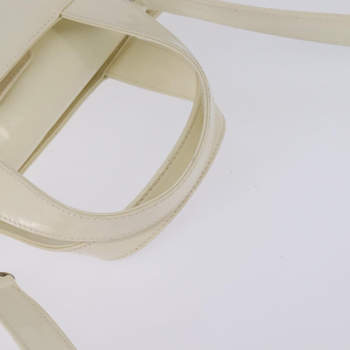 GUCCI Hand Bag Enamel 2way White Silver 001 1013 0504 Auth 143307