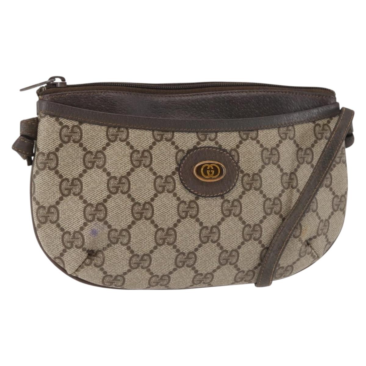 GUCCI GG Supreme Shoulder Bag PVC Beige Gold 904 02 020 Auth 143309