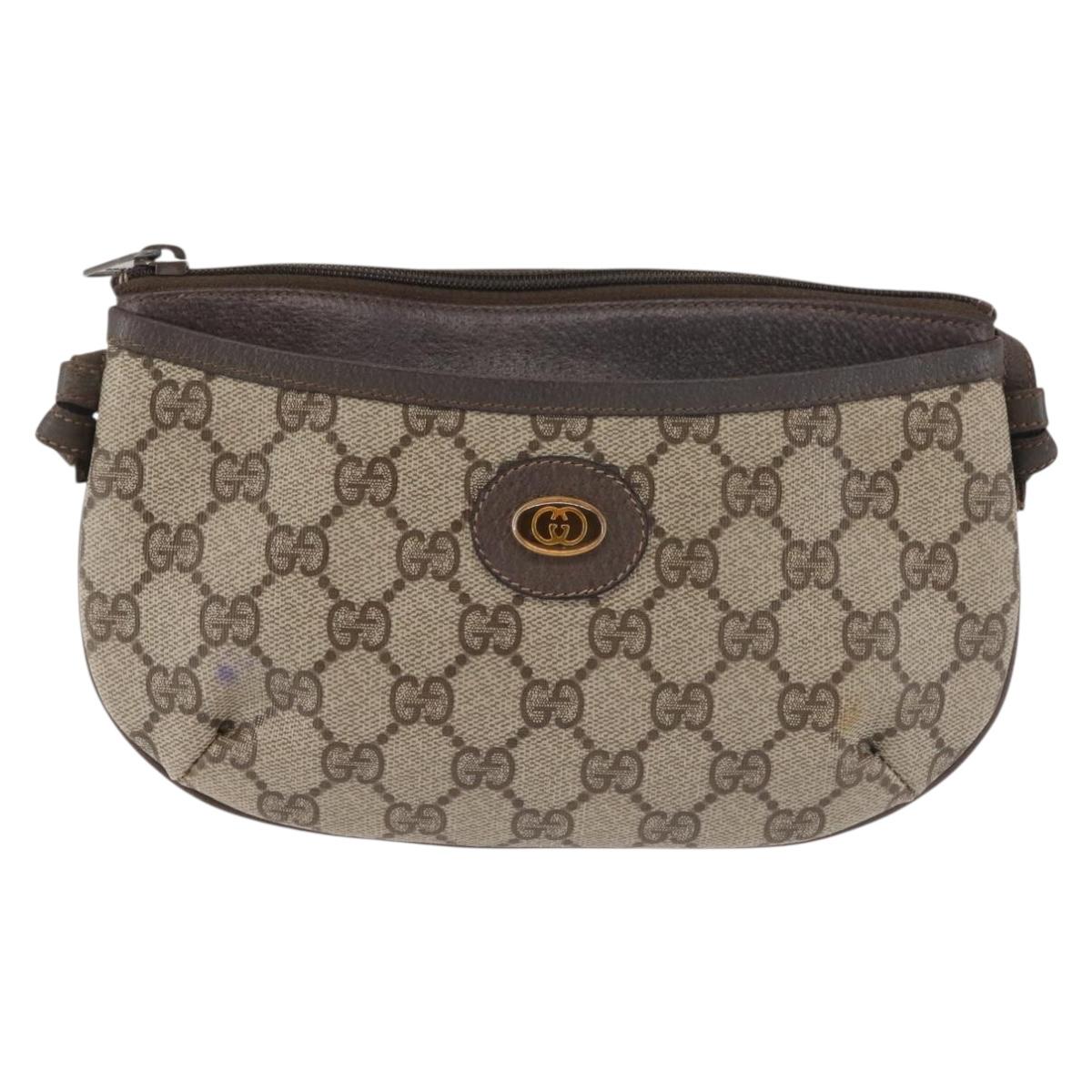 GUCCI GG Supreme Shoulder Bag PVC Beige Gold 904 02 020 Auth 143309