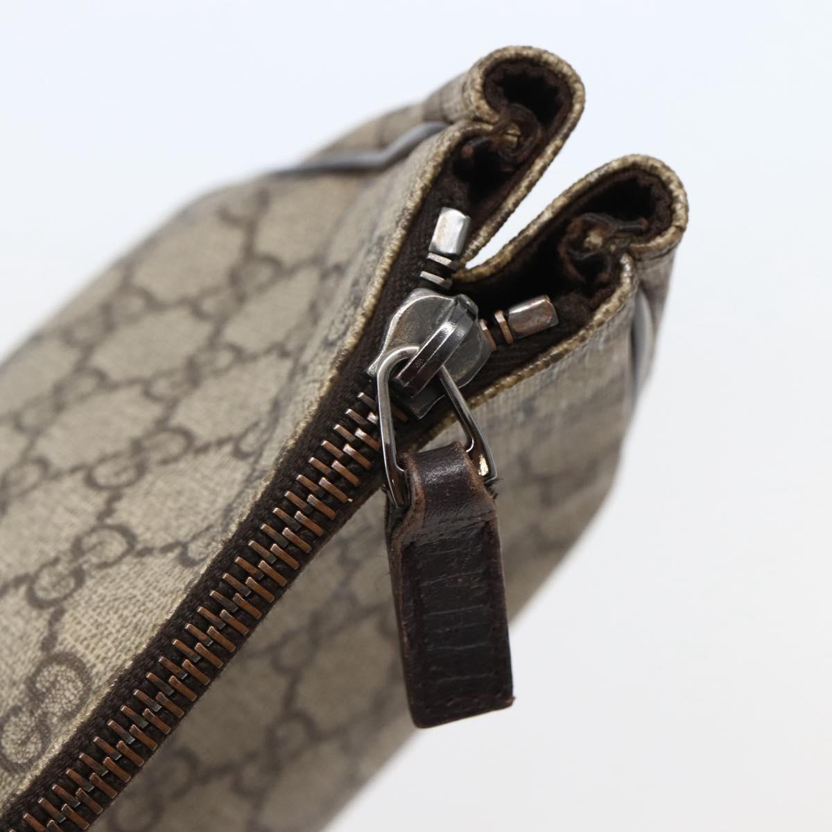 GUCCI GG Supreme Clutch Bag PVC Beige Silver 130653 Auth 143310