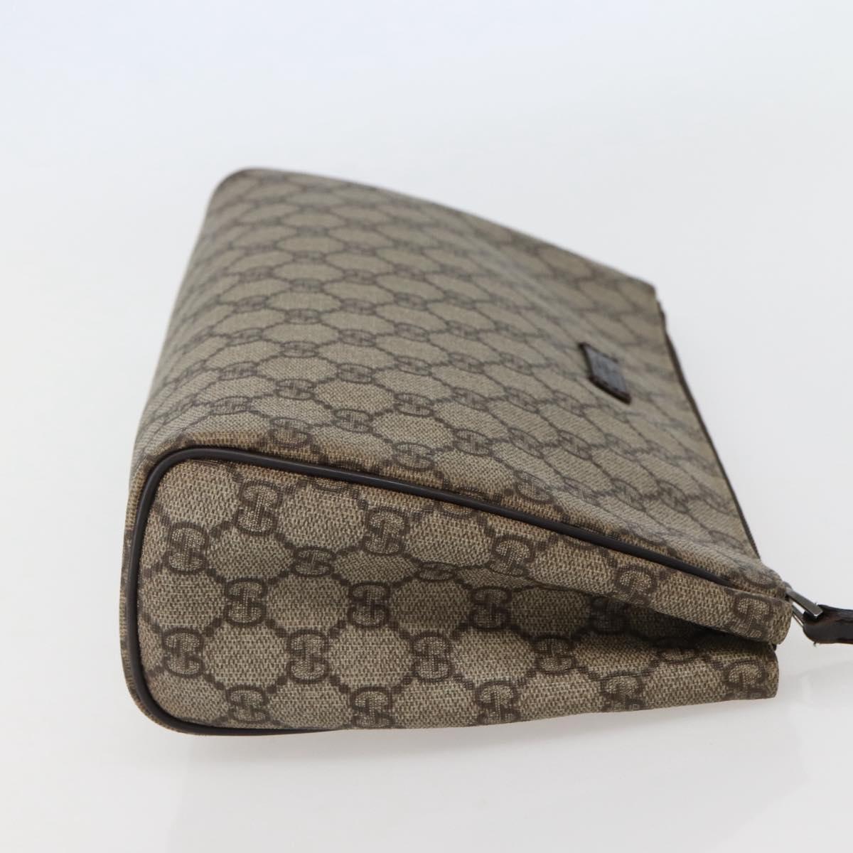 GUCCI GG Supreme Clutch Bag PVC Beige Silver 130653 Auth 143310