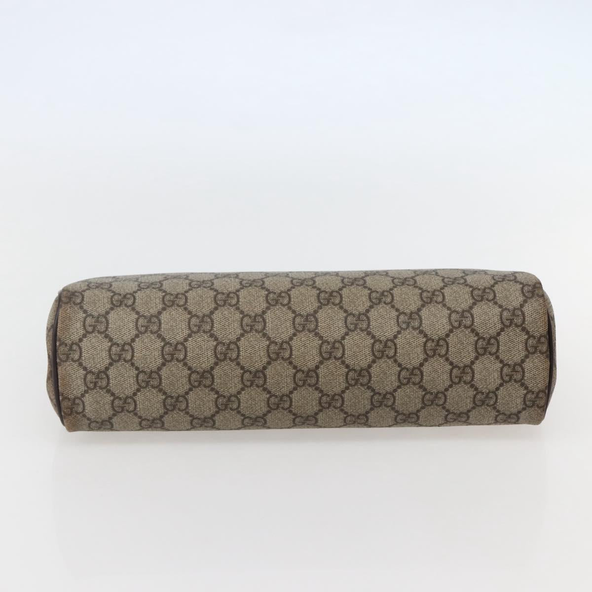 GUCCI GG Supreme Clutch Bag PVC Beige Silver 130653 Auth 143310