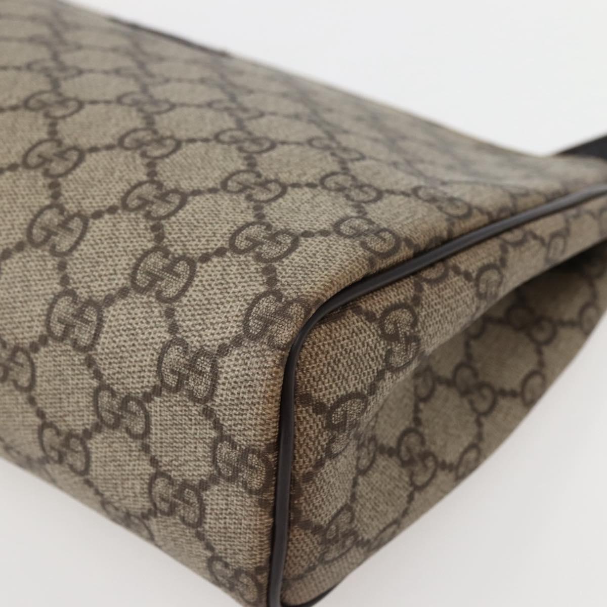 GUCCI GG Supreme Clutch Bag PVC Beige Silver 130653 Auth 143310