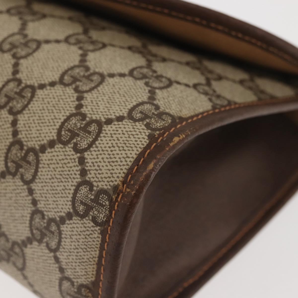 GUCCI GG Supreme Web Sherry Line Bag PVC Beige Gold 156 01 031 Auth 143329