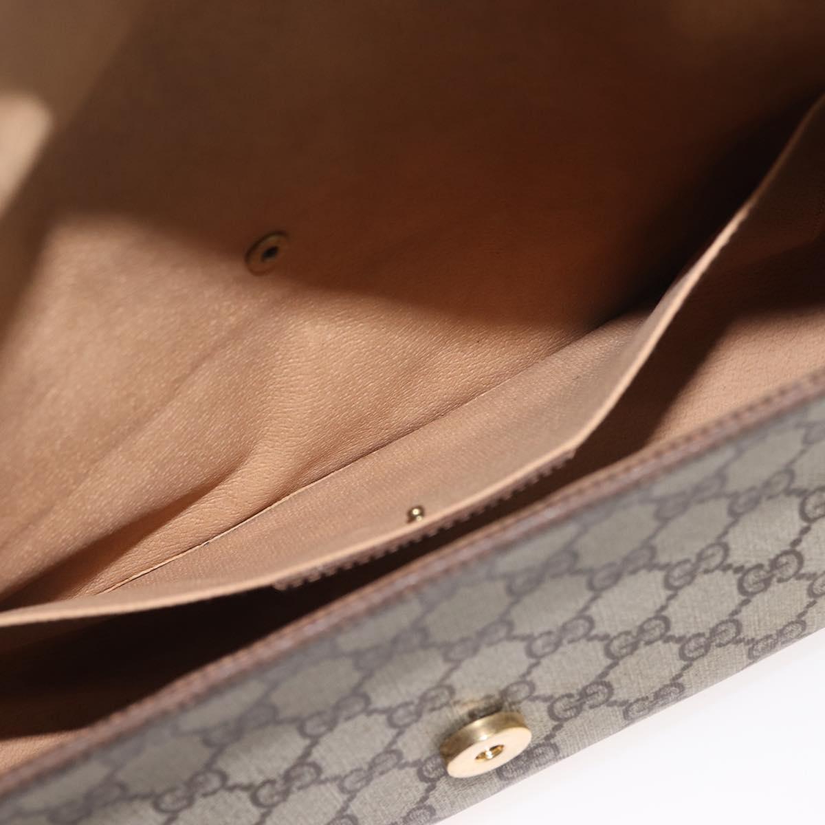 GUCCI GG Supreme Web Sherry Line Bag PVC Beige Gold 156 01 031 Auth 143329