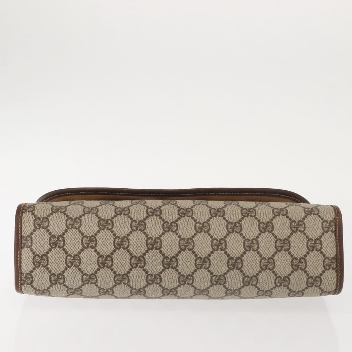 GUCCI GG Supreme Web Sherry Line Bag PVC Beige Gold 156 01 031 Auth 143329