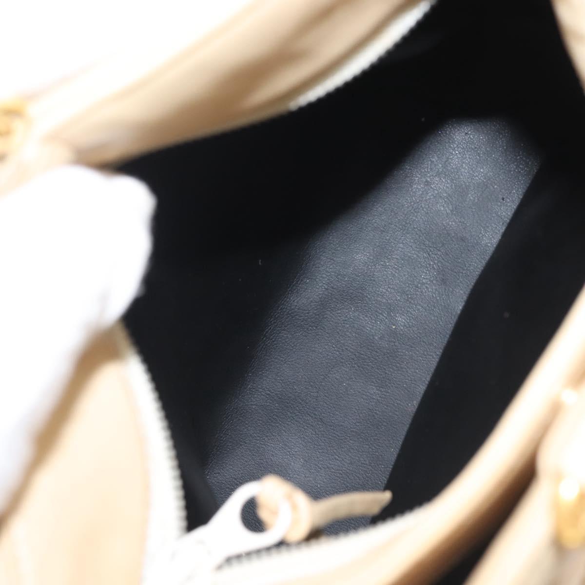 BALLY Shoulder Bag Leather Beige Gold Auth 143330