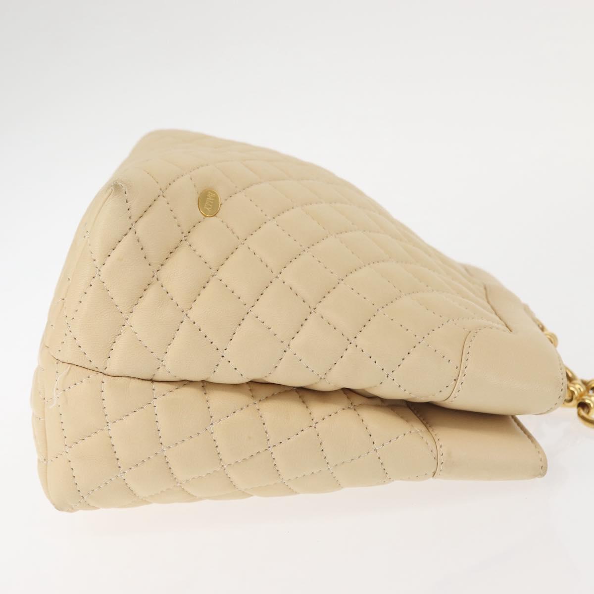 BALLY Shoulder Bag Leather Beige Gold Auth 143330