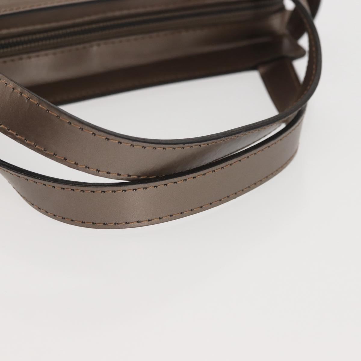 BALLY Hand Bag Leather Champagne Gold Auth 143331
