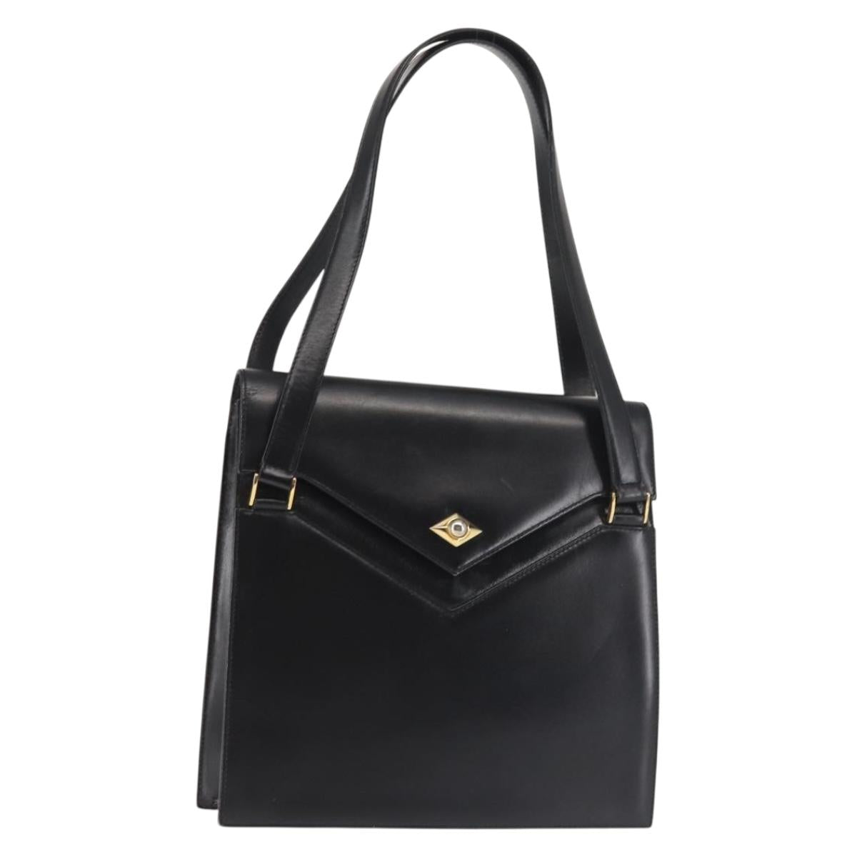 BALLY Shoulder Bag Leather Black Gold Auth 143333