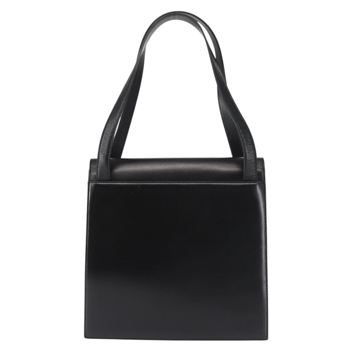 BALLY Shoulder Bag Leather Black Gold Auth 143333