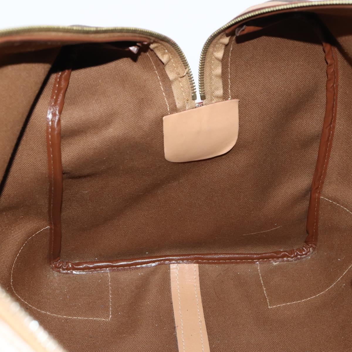 CELINE Macadam Canvas Boston Bag PVC Leather Brown Gold Auth 143338
