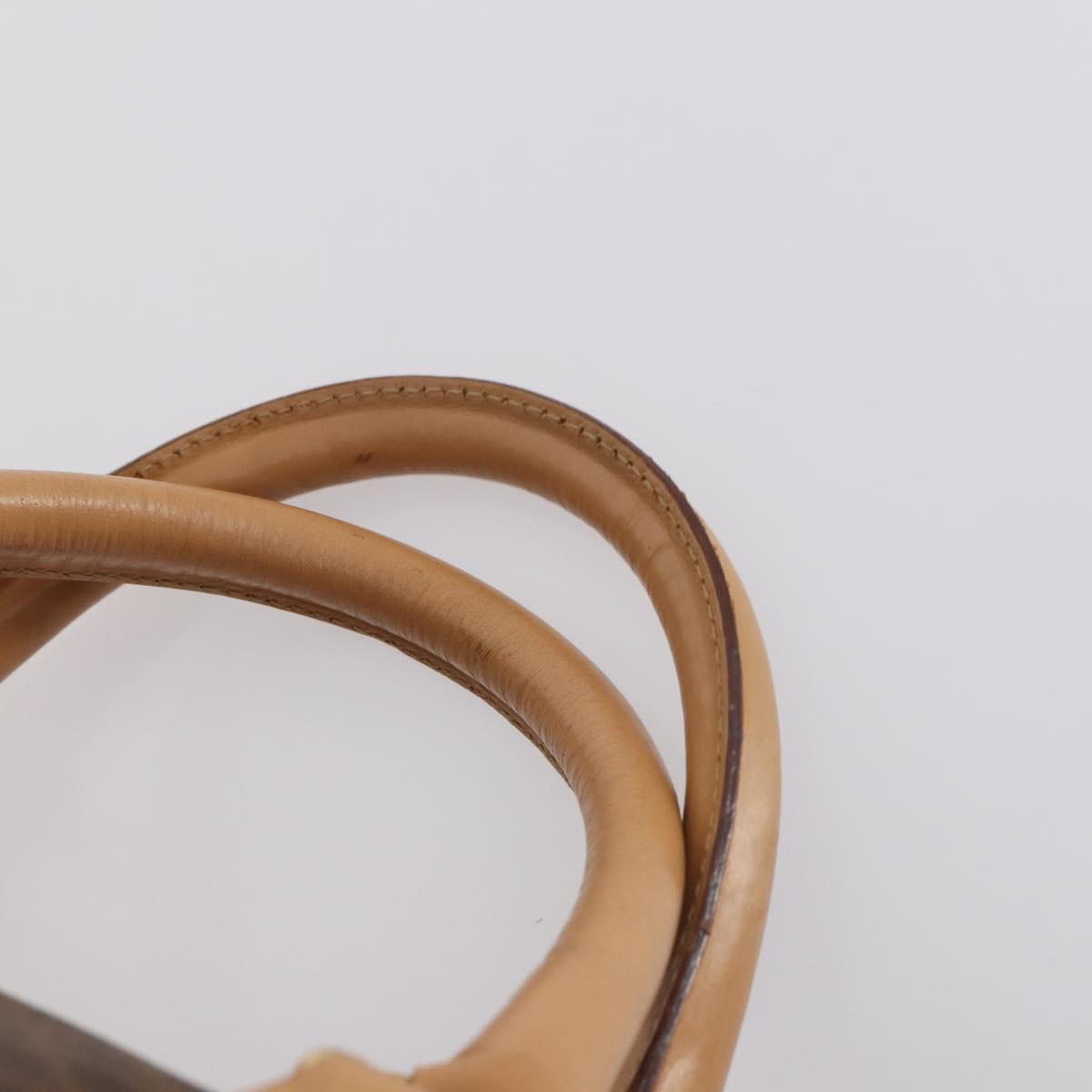 CELINE Macadam Canvas Boston Bag PVC Leather Brown Gold Auth 143338